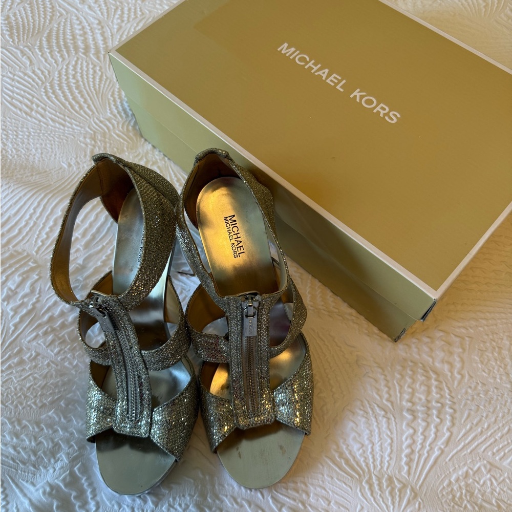 Michael Michael Kors Sparkling Silver Strappy Hee… - image 6